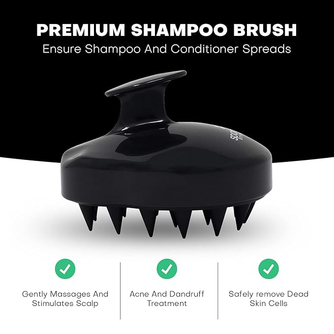 Spornette Scalp Massager Shampoo Brush Black