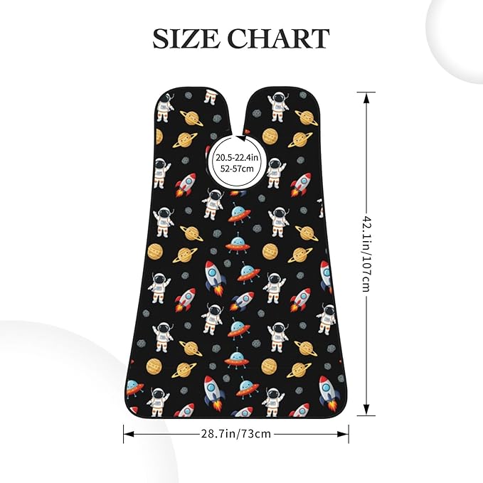 Waterproof Grooming Apron, Non-Stick Beard Bib with Suction Cups, for Space Planet Astronaut Rocket