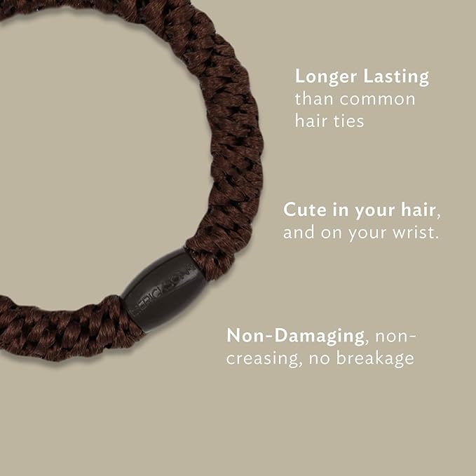 Black Hair Ties for Thick Hair, Grab & Go Pony Tube, 15 Pack, Black Pack, Thick No-Crease Bands with Strong Hold, Damage-Free Design, Sleek Everyday Style | L. Erickson
