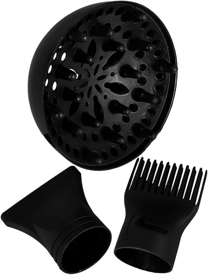 Universal Hair Dryer Nozzle Set 3 Pieces Including Concentrator Nozzle Diffuser Attachment and Styling Comb for Home and Travel Hair Styling 5.12X5.12X3.54 Inches