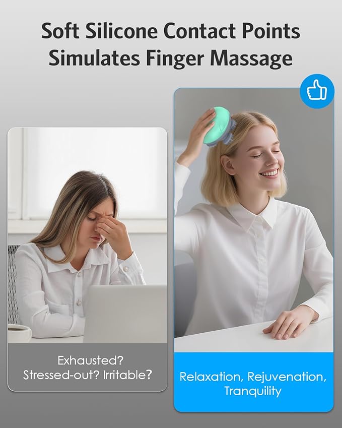 Upgraded Handheld Pet Massager, Electric Scalp Massager, Head and Back Scratcher for Relieving Tight Stiffness Muscles, Promote Bonding, Green
