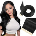 Tape in Hair Extensions Human Hair, Hair Extensions 18 Inch 20pcs Jet Black Remy Straight Human Hair Tape in Extensions Skin Weft Tape Extensions Human Hair