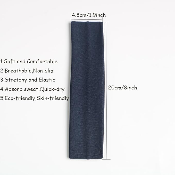 Headbands for Women,12PCS,Soft Stretch Elastic Yoga Sport Headbands