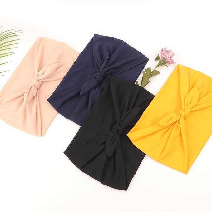 DRESHOW 8 Pack Bow Headbands of Solid Color for Women’s Hair Non Slip Wide Vintage Head Wraps Knotted Cute Hair Band Accessories