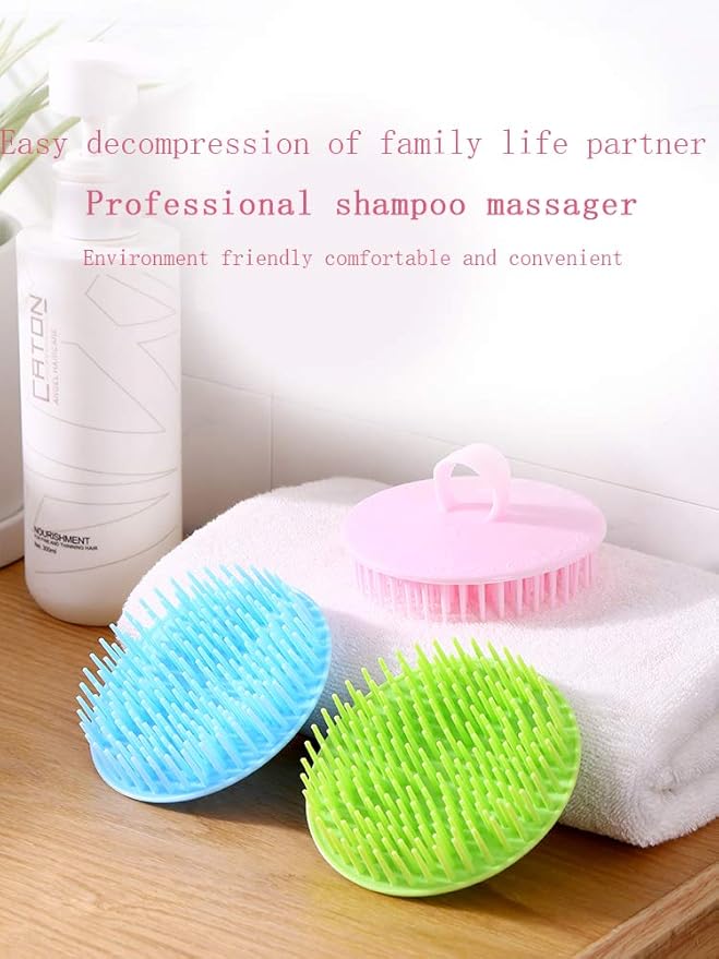 Hair Scalp Brush Dandruff Cleaning Brush Shower Scalp Shampoo Brush Scalp Massager Pack of 4(Blue and Pink)