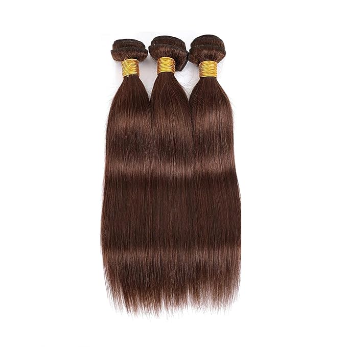Brown Bundles Human Hair Color 4 Straight Bundles 18 20 22 Inch Niegmeag Brazilian Virgin Soft and Silky Remy Hair Extensions Chocolate Brown Straight Human Hair Bundle 150g