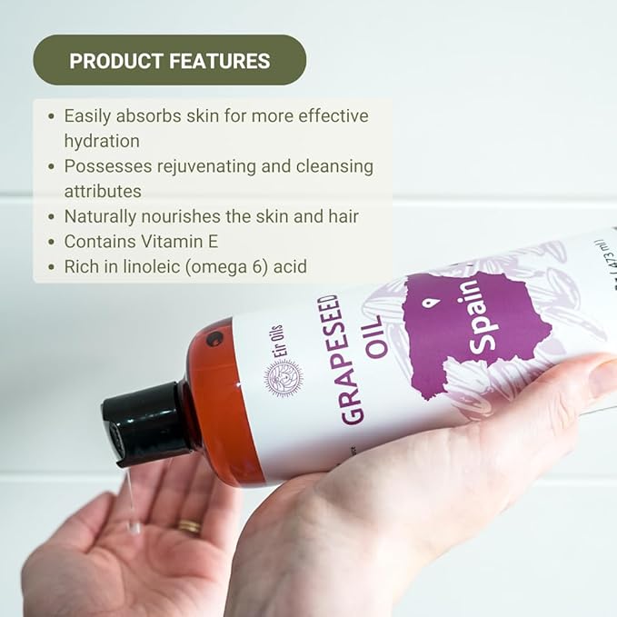 Grapeseed Oil - Pure Grapeseed oil for Skin - 100% Pure Carrier Oil for Hair, Face, and Skin - Direct from EIR Oils in the Beautiful Spanish Countryside (1 Gallon)