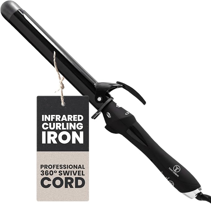 Infrared Curling Iron 1.5” Ceramic Tourmaline Long Barrel – Digital Professional Hair Curler with Ion Technology for Big Curls, Beach Waves, Thick Hair – Fast Heat, Clamp, Dual Voltage