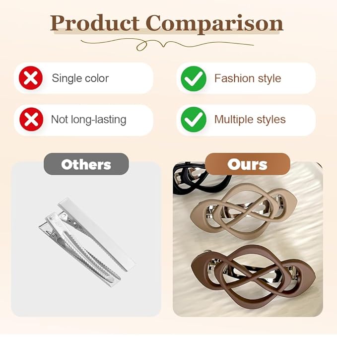 4 Pack Vintage French Barrette Hair Clips, 2026 New Hair Clip Accessories for Women, Strong Hold No Slip Styling (Style D)