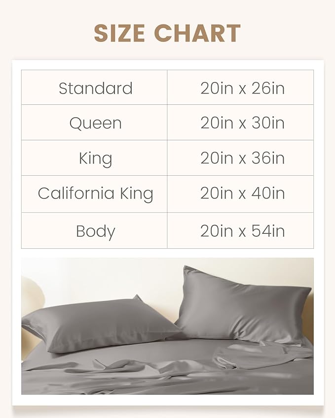 THXSILK 100% Mulberry Silk Pillowcase for Hair and Skin, Natural Silk Pillow Cover with Hidden Zipper, Ultra-Soft Breathable Smooth Organic Silk Pillowcase(Grey, California King Size 20"x40")