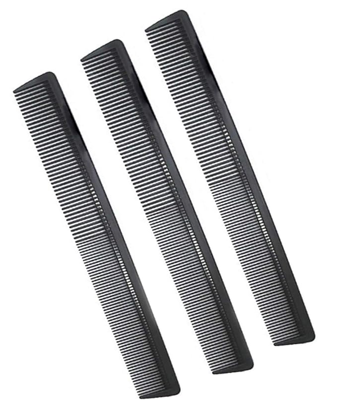 3 Pack Carbon Fiber Cutting Comb - Professional 8.15' Styling Comb for All Hair Types, Fine and Wide Tooth