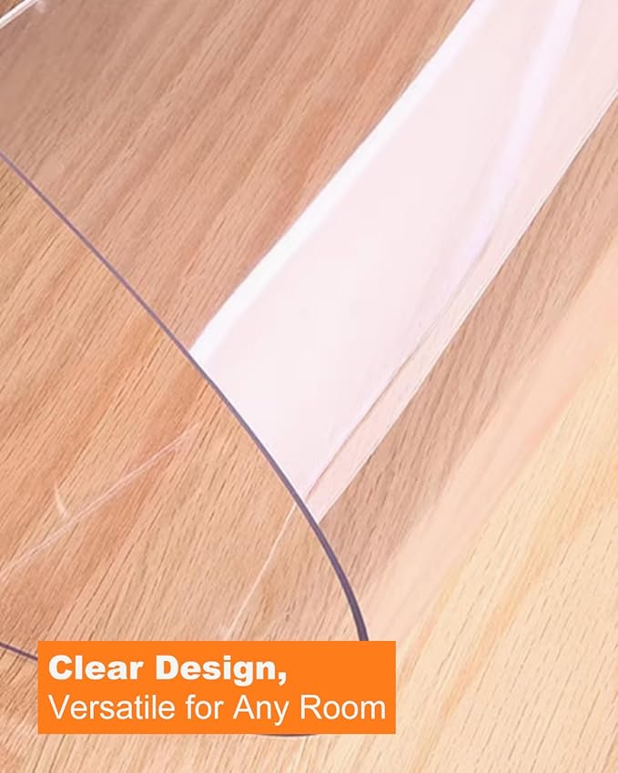 Clear PVC Mat 3x3ft, 2mm Thick Soft Vinyl Mat for Countertop, Table or Hard Floor, Scratch-Resistant, Waterproof, Easy to Clean, High-Resilience（36x36 inch