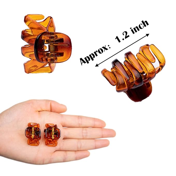 Cobahom 24 Pcs Small Hair Claw 1.2 Inch Plastic Hair Clips Mini Grip Octopus Clips Styling Accessories for Women and Girls (Brown)