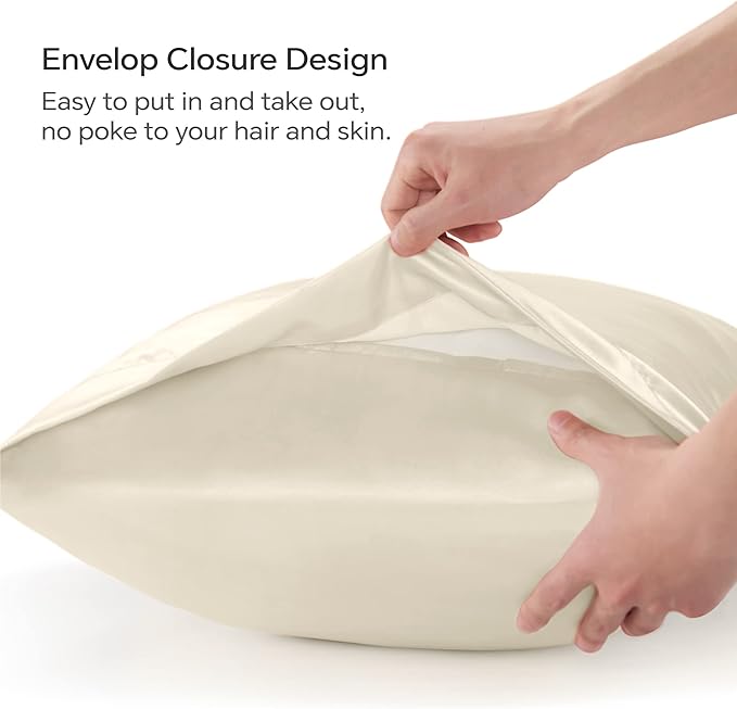 BEDELITE Satin Body Pillow Cover, Super Soft and Cooling Body Pillow Pillowcase for Hair and Skin, Breathable Silky Full Long Pillowcase Cover(20"x54", Beige)