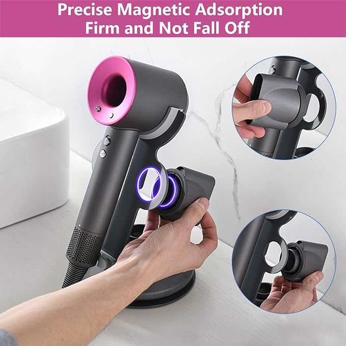 I'smartmoon Hair Dryer Stand Holder for Dyson Supersonic, Aluminum Alloy Bracket Power Plug Holder, Bathroom Organizer for Dyson Supersonic hairdryer Care Tools (Gray)
