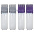 ELANE 4 Pack Root Comb Applicator Bottle for Hair Oiling, Dye, Shampoos and Salons (Purple+Grey)