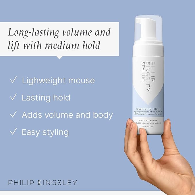 PHILIP KINGSLEY | Volumizing Froth Styling Mousse | Root Lifting Moose | Long-Lasting Volume and Lift with Medium Hold | 11.69oz