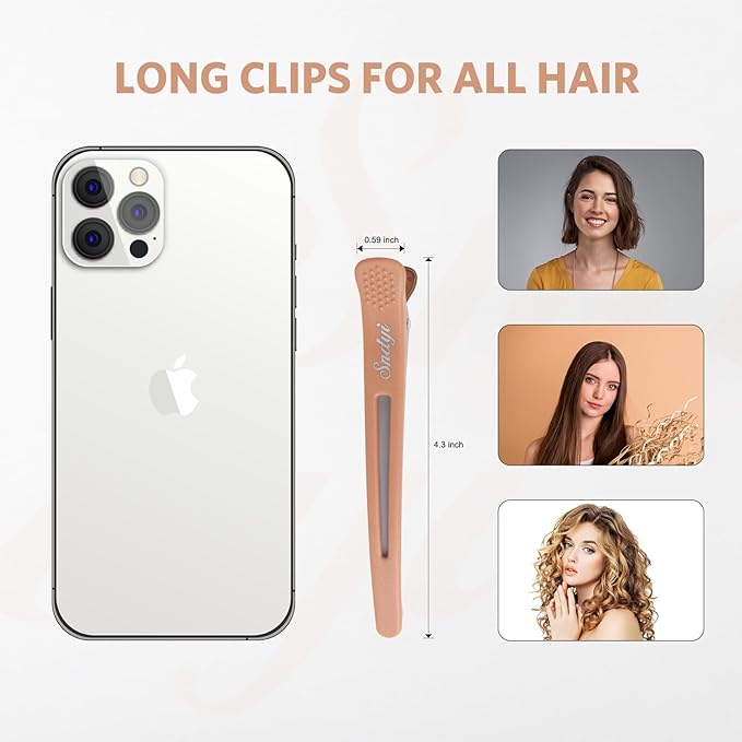 Sndyi 6pcs Neutral Sectioning and Styling Clips - Non-Slip Duck Billed With Silicone Band for Salon, Hairdresser, Barber Use
