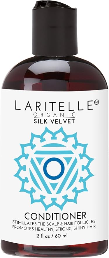 Laritelle Organic Travel Size Conditioner 2 oz | Organic Prunella, Sesame, Flaxseed, Shea + Keratin + Biotin + Renewing Hair Growth Rosemary, Geranium, Myrtle, Ravintsara, Chamomile & Laurel Leaf | GF