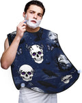 Adjustable Beard Bib, Non-Stick Hair Catcher Cape for Men's Shaving, Waterproof with 2 Suction Cups, Halloween Full Moon Raven Goth Skulls Shave Bib