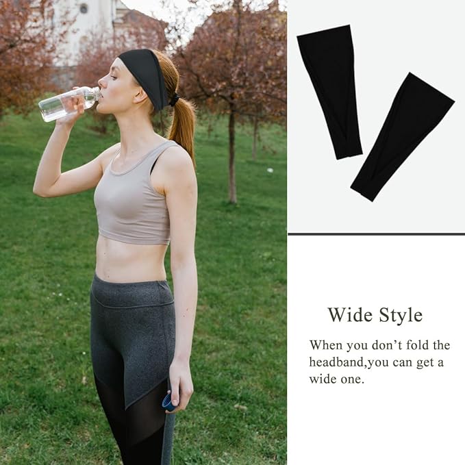 Fashion Headbands For Women Wide Headband Yoga Workout Head Bands Hair Accessories Black Band 6 Pack