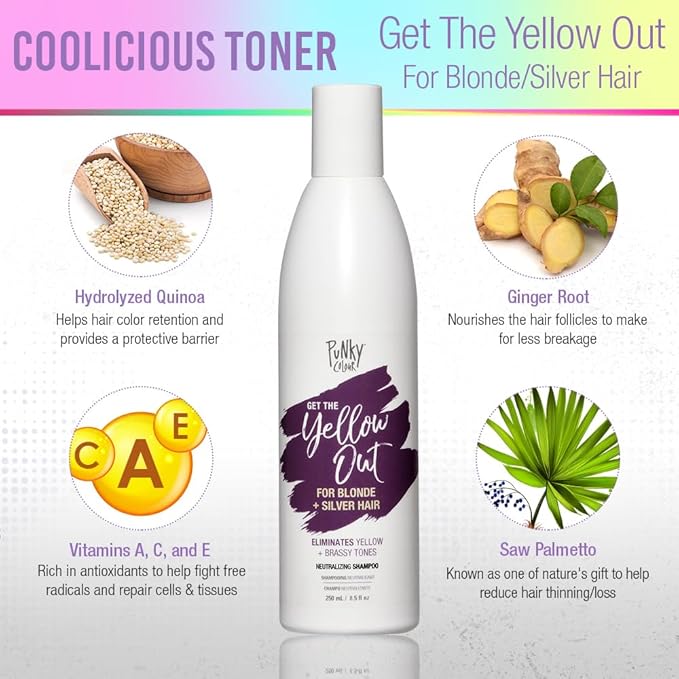 Punky Colour 3-in-1 Color Depositing Hair Cleanser & Conditioner - Tones & Refreshes Color, Sulfate-Free, 8.5 fl oz. (Yellow Out)