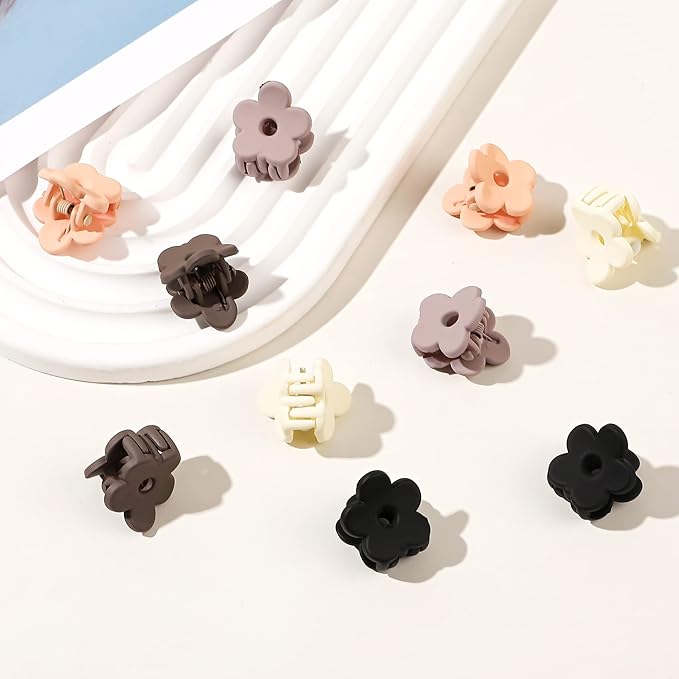 Ivyu Small Claw Hair Clips for Women Girls - 10 Pcs Mini Flower Hair Clips Tiny Claw Clips for Thin Hair Strong Hold Cute Jaw Clip Nonslip Hair Styling Accessories