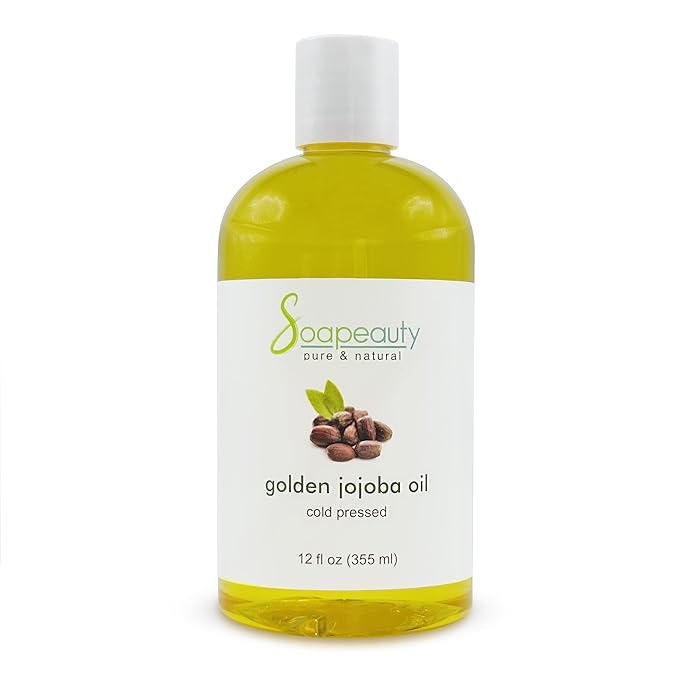 Soapeauty Golden Jojoba Oil | 100% Pure & Natural | Unrefined, Cold Pressed, Hexane Free | Moisturizing Oil for Skin, Face, Hair & Nails | 12 fl oz