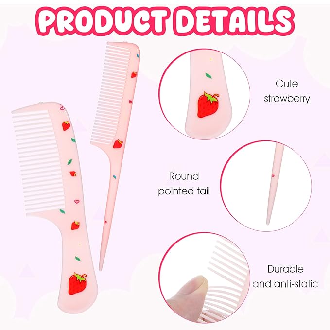 6Pcs Baby Comb Set, Small Cute Fine Tooth Toddler Comb & Rat Tail Baby Combs for Styling, Plastic Parting Combs for Girl Wet Dry Hair