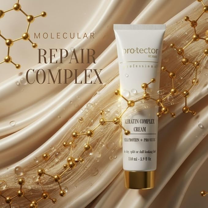 Pro-tector Keratin Complex Cream, Silk Protein + Pro Vitamin B5, Leave-In Smoothing & Repair Treatment for Dry, Frizzy or Damaged Hair, Professional Anti-Frizz Shine, 110 mL / 3.9 fl oz
