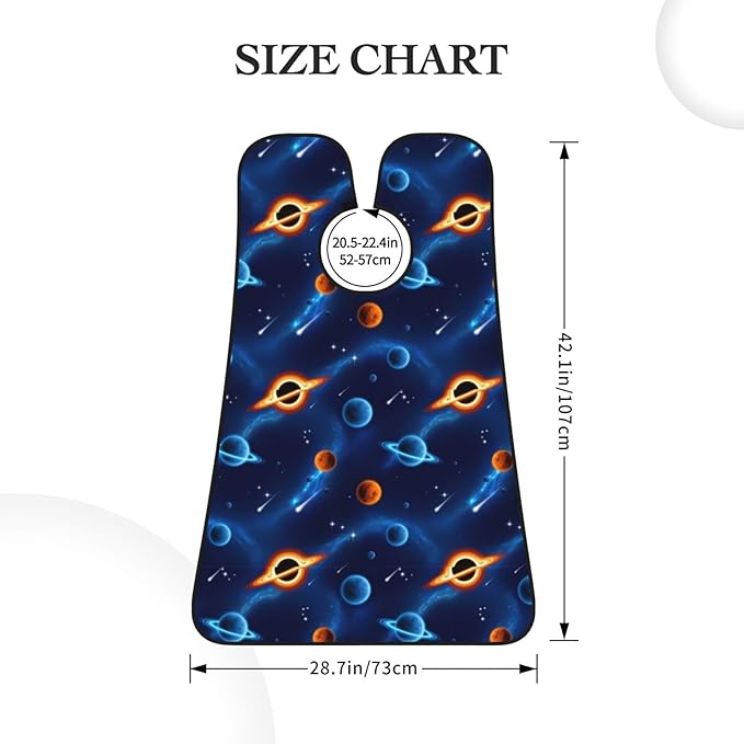 Strong Suction Cup Beard Grooming Bib, Non-Stick Hair Catcher, Waterproof, for Shaving, Cosmic Universe Stars Planets Blue Galaxy Art