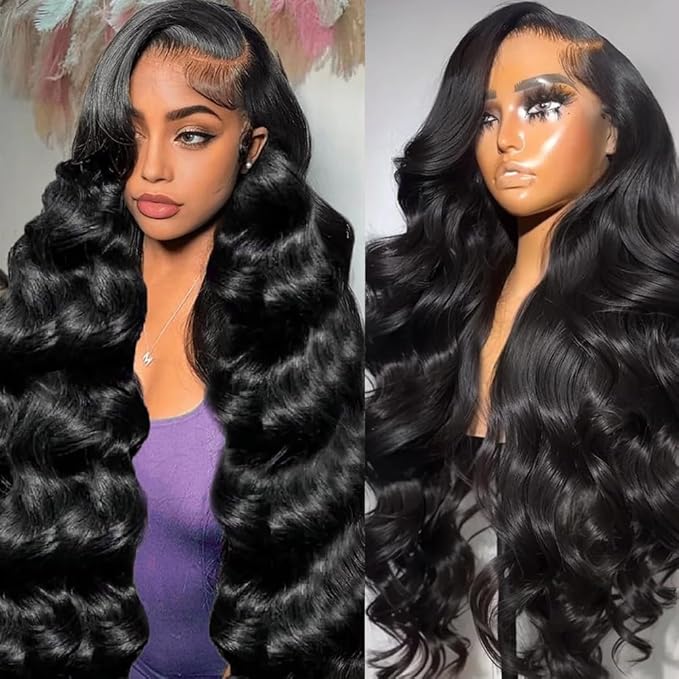 AMIRTY 250 Density 13x6 Lace Front Wigs Human Hair Pre Plucked Real Virgin Human Hair Wig Invisilbe Hairline Tiny Knots Body Wave HD Lace Frontal Wigs 3X Longer Lifespan 28 Inch
