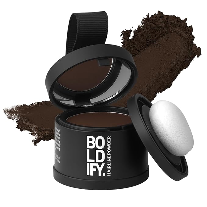 BOLDIFY Hairline Powder - Root Touch Up Hair Color for Gray Coverage - Bald Spot Concealing Hair Powder for Women & Men - 24-Hour Stain-Proof - Hazel Brown
