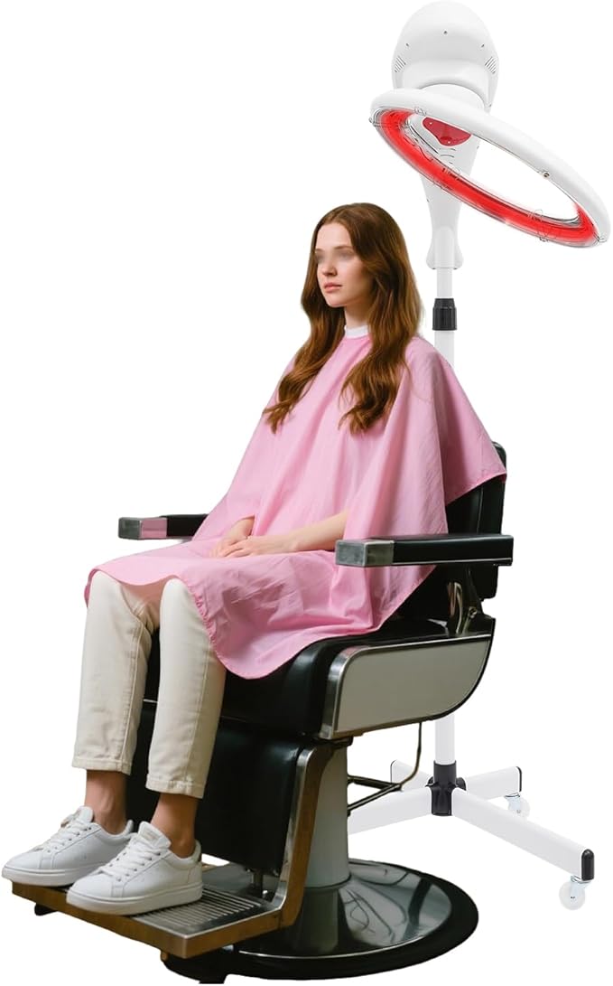 Professional Stand Hair Dryer 950W, Infrared 360° Rotating Hair Color Processor with Adjustable Height & Timer, for Perm Styling Dyeing Oil Treatment, Salon Home Use, White(White)