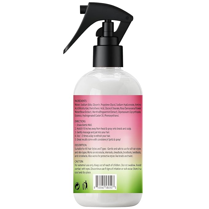 Rose Water for Hair Moisturizing Refreshing Spray for Locs - Rose Water and Peppermint Hair Scalp Moisturizer Hydrating Dreadlock Spray to Nourish Prevents Dry Natural Loc Care and Maintenance 250ML
