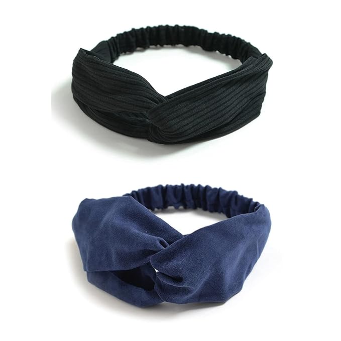 DRESHOW 10 Pack Boho Headbands for Women Girls Elastic Back Criss Cross Hair Band Twisted Head Wrap Solid Hair Accessories