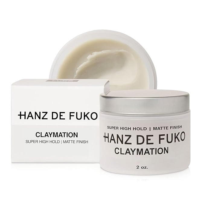 Hanz de Fuko Claymation – Premium Men’s Hair Styling Clay for a Super High Hold, Matte Finish – Clay & Wax Hybrid, Ideal Texture Product for Straight, Wavy and Thick Hair Types – 2 oz, Travel Size