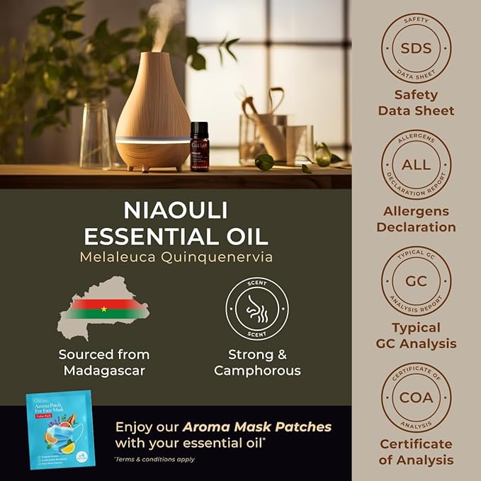 Gya Labs Niaouli Essential Oil - 0.34 Fl Oz - for Hair, Skin, Diffuser, Aromatherapy & DIY Candle Making Scent