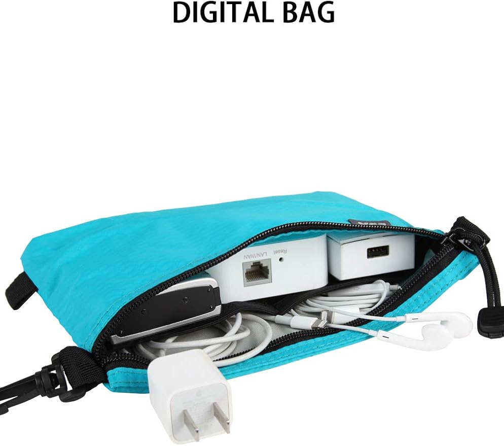 GOX Travel Toiletry Bag Carry On Zipper Pouch Cosmetic Kit Makeup Digital Bag Water Repellent Nylon (Turquoise)