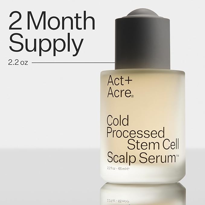 Act+Acre Cold Processed Stem Cell Scalp Serum | For Thicker, Fuller Looking Hair | Apple Stem Cells, Bamboo Extract, Aloe Vera | Strengthen, Hydrate, Reduce Shedding | Vegan, Color Safe | 2.2 Fl Oz