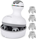 cotsoco Electric Scalp Head & Back Massager, Cordless Hair Massage Waterproof Head Massager with 4 Heads 84 Nodes for Hair Growth, Stress Relief & Deep Clean, Gifts for Mom, White