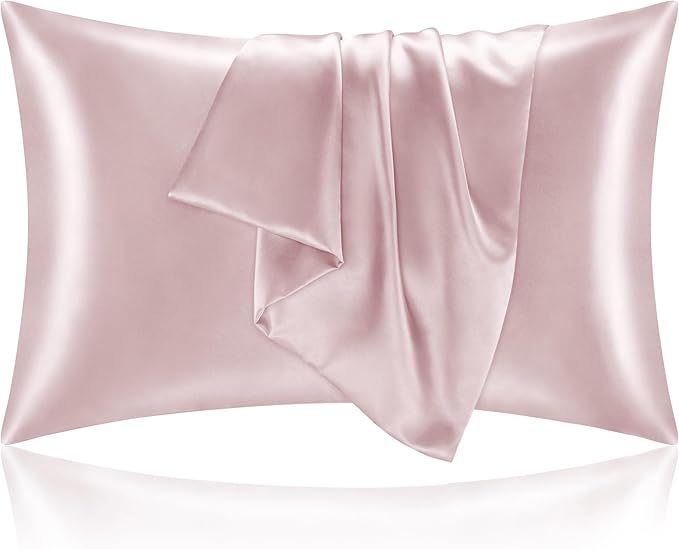 BEDELITE Satin Pillowcase for Hair and Skin, Super Soft and Cooling Similar to Silk Pillow Cases 2 Pack with Envelope Closure, Gift for Women Men(20"x30" Queen Size, Lotus Pink)