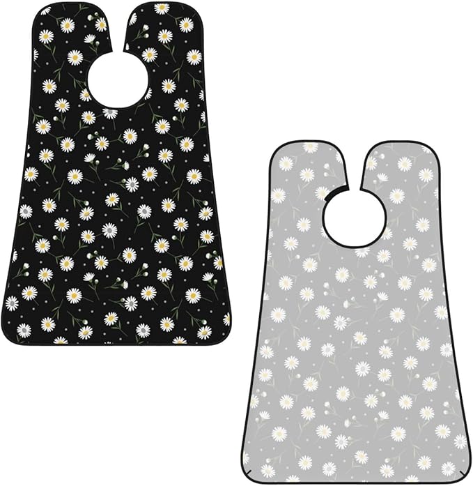 Non-Stick Beard Bib for Shaving, Daisy Flower Floral Polka Dot Shave Bib, Waterproof Hair Catcher with Suction Cups, Grooming Apron Men Husband