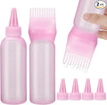 Pimoys Hair Oil Applicator Bottles Dye Brush for Women Scalp, Hair Color Products Things with Root Comb, Pink 2 Pack