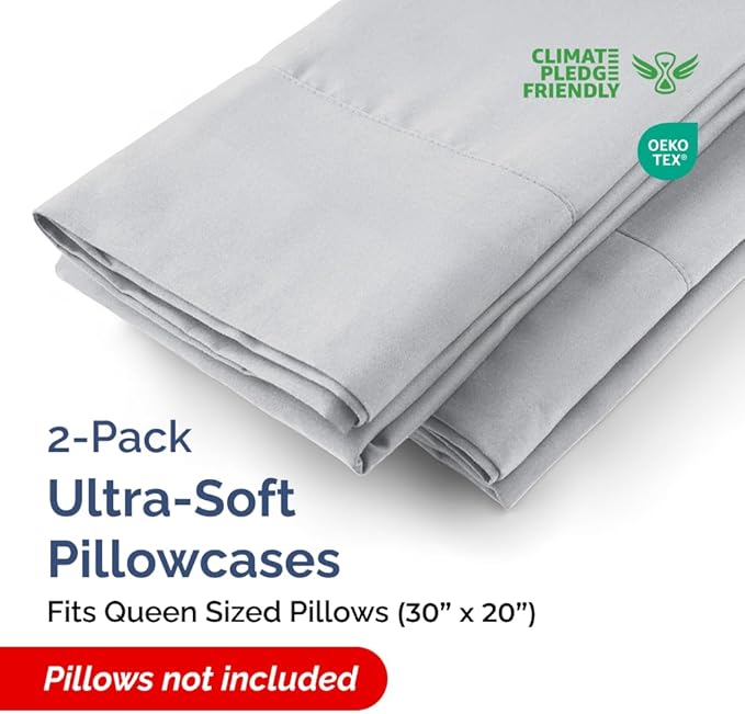 Queen Pillow Cases - 2 Pack - Super Soft Pillowcase Covers - Envelope Enclosure - Hotel Quality Pillow Protectors - Wrinkle Free, Shrink & Stain Resistant - Machine Washable - 20" x 30" (Steel Blue)