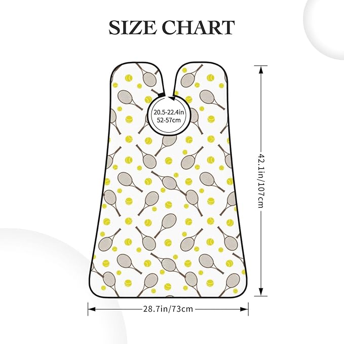 Men's Beard Maintenance Apron, Waterproof & Easy Clean, Sports Tennis Rackets Balls