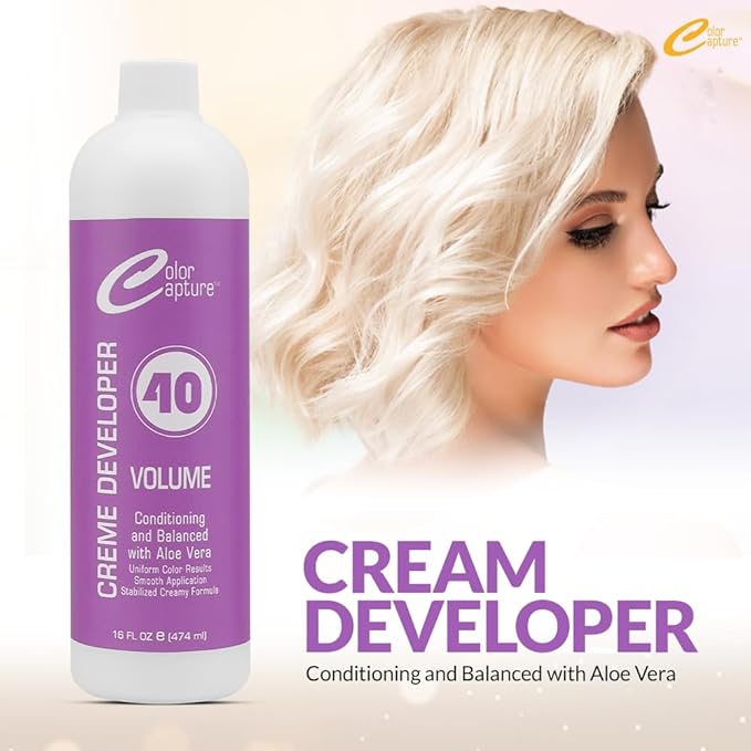 COLOR CAPTUR - 40 Vol Cream Developer, Intense Hair Color Booster - 16 Ounces