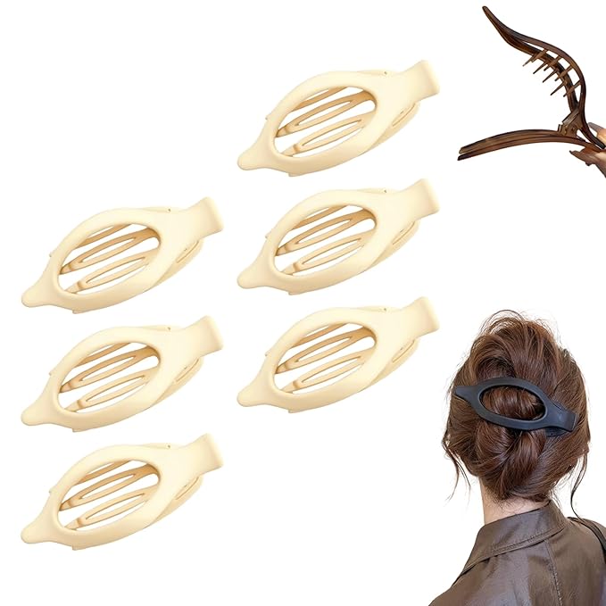 Flat Hair Clips for Women, French Hair Claw Clips for Thick, Thin, Long & Short Hair, Duck Billed Clips, No-Slip Grip Hair Styling Accessories for Women Girls Daily Use (White 6PCS)
