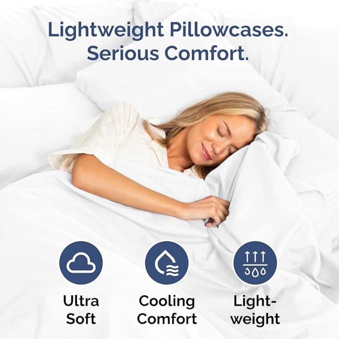 Standard Pillow Cases - 2 Pack - Super Soft Pillowcase Covers - Envelope Enclosure - Hotel Quality Pillow Protectors - Wrinkle Free, Shrink and Stain Resistant - Machine Washable - 20" x 26" (White)