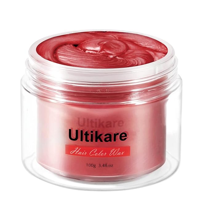 Temporary Hair Color for Kids, Ultikare Red Hair Dye Washable Natural Hair Wax Color Chalk Mud Cream DIY Hairstyle Clay For Dark Hair Halloween, Cosplay, Party, Christmas Gift Girls 3.4 Fl Oz